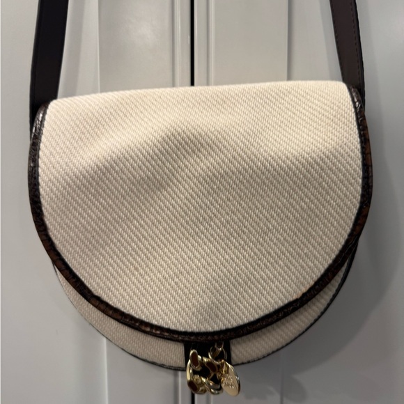 See By Chloe Mara Leather Trimmed Canvas Saddle Shoulder Bag Cream and Brown - Picture 1 of 14